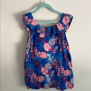 Gymboree Girls sz 10 Mermaid Cove Blue Seashell Coral Ruffle Top